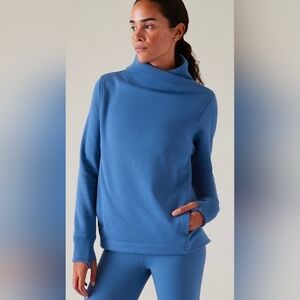 Athleta Women's Cozy Karma Chrome Blue Twist Neck Sweatshirt